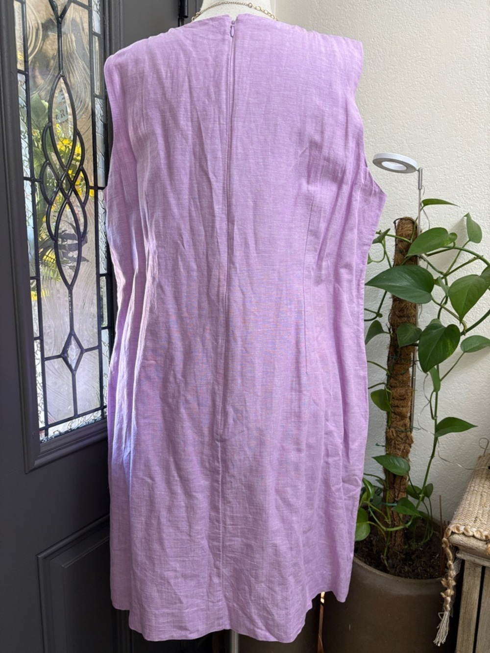 Talbots Plus Linen Blend Light Lilac Embroidered Maci Dress | Size 16W - Picture 5 of 10
